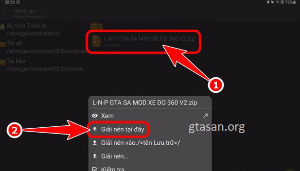 Chọn 'Giải nén tại đây'