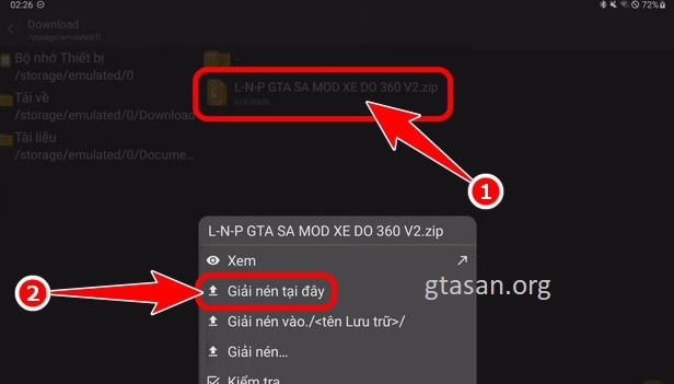 Hướng dẫn giải nén GTA San Andreas trên điện thoại Android (file APK)