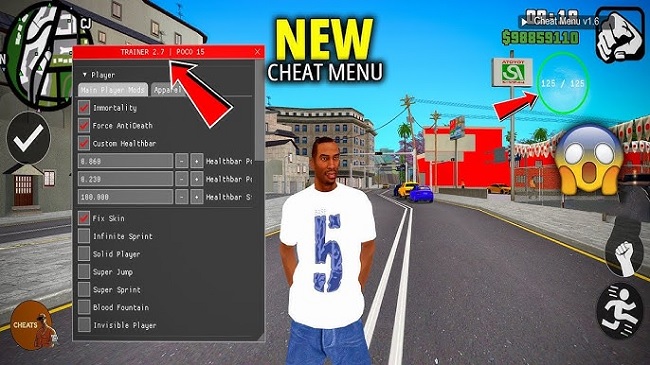 GTA San Andreas mod apk unlimited everything with Cleo Menu for infinite money and health