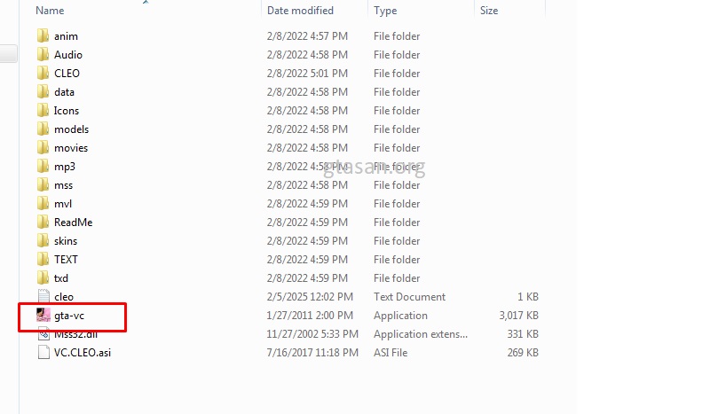 Khởi chạy file "gta-vc.exe (Applicetion)"