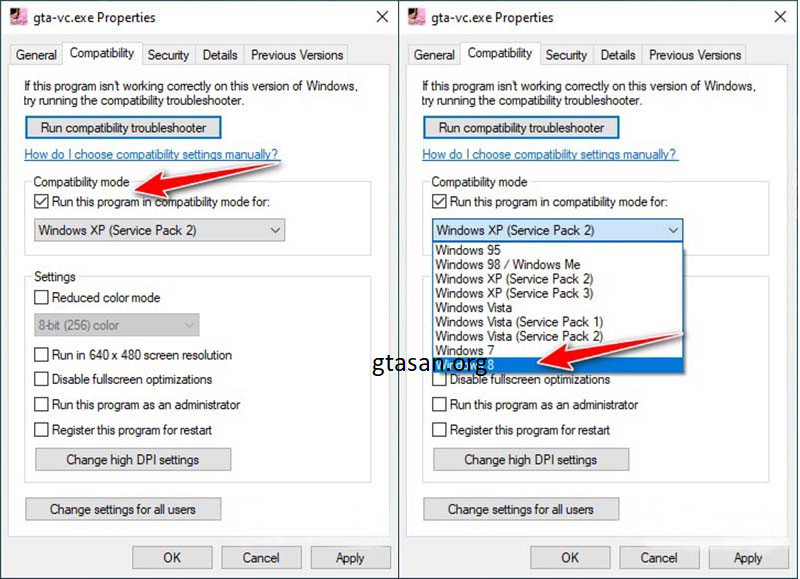 Run this program in compatibility mode for > Windows XP
