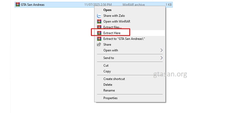 Right-click > "Extract Here"
